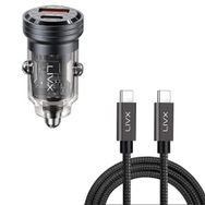 LivX Transparent 45W PD/QC Mini Araç Şarj Cihazı ve 50 cm Hızlı Şarj ve Data Kablosu