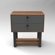 L'occi Concept March C Ofis 2 Çekmeceli Keson Etajer Metal Ayaklı Barok-Antrasit - Y: 85 cm D: 52 cm G: 80 cm