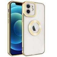 Lopard Altın Sarısı iPhone 12 Uyumlu Kamera Korumalı Logo Açık Silikon Kılıf