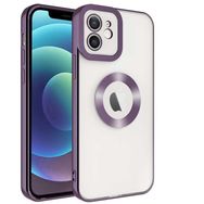 Lopard Derin Mor iPhone 12 Uyumlu Kamera Korumalı Logo Açık Silikon Kılıf