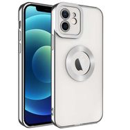 Lopard Gümüş iPhone 12 Uyumlu Kamera Korumalı Logo Açık Silikon Kılıf