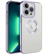 Lopard Lila iPhone 12 Pro Uyumlu Kamera Korumalı Logo Açık Silikon Kılıf