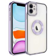 Lopard Lila iPhone 12 Uyumlu Kamera Korumalı Logo Açık Silikon Kılıf