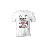 Lord T-Shirt BTS - Born to be an Army Beyaz Erkek T-shirt