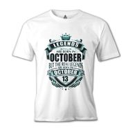Lord T-Shirt Legends Born on October - Beat Beyaz Erkek T-shirt