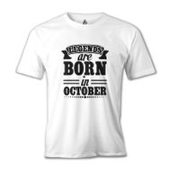 Lord T-Shirt Legends Born on October - Date Beyaz Erkek T-shirt