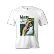Lord T-Shirt Music is my Drug Beyaz Erkek T-shirt