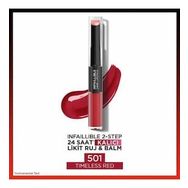 Loreal Paris Infaillible 2-Step 501 Timeless Red Kalıcı Likit Ruj ve Balm