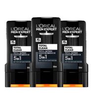 L'Oreal Paris Men Expert Total Clean 5'i 1 Arada Kömürlü 3X300 ml Duş Jeli