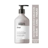L'Oreal Professionnel 500 ml Serie Expert Silver Çok Açık Sarı, Gri ve Beyaz Saçlar için Renk Dengeleyici Mor Şampuan