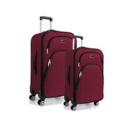 Louisiana Polo 1081 Kumaş Bordo Büyük Boy ve Orta Boy 2'li Valiz Seti