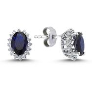 Lova 3040014 Pırlantalı Oval Safir Anturaj Küpe