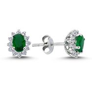 Lova 3050001 Pırlantalı Oval Zümrüt Anturaj Küpe