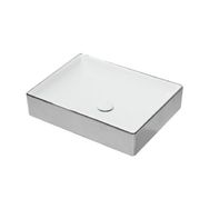 Lucco Square İçi Beyaz Dışı Gümüş Renk 50 cm Dikdörtgen Lavabo