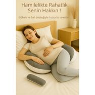 Lucky Day Hamile Uyku Destek Yastığı, Çok Fonksiyonlu Hamile Yastığı - Gri
