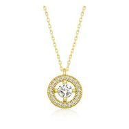Lucky Gümüş Gold Minimal Yuvarlak Tektaş Kadın Kolye