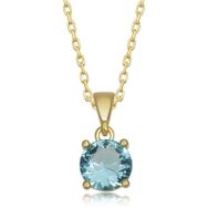 Lucky Gümüş Gold Turkuaz Kristal Yuvarlak Taşlı Kadın Kolye