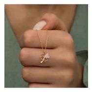 Lucky Gümüş Rose Kalpli Dört Yapraklı Yonca Kadın Kolye