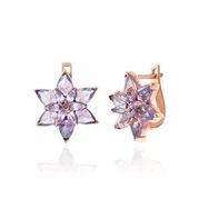Lucky Gümüş Rose Lila Lotus Çiçeği Sallantılı Kadın Küpe