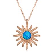 Lucky Gümüş Rose Mavi Opal Taşlı Güneş Kadın Kolye