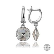 Lucky Swarovski Crystal Taşlı Gümüş Beyaz Damla Sallantılı Kadın Küpe