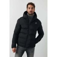 Lumberjack Nolan Coat 2SN22 Kapüşonlu Arma Detaylı Siyah Erkek Şişme Mont