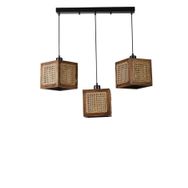 Lumexx Kumsal 3'lü Sıralı Ceviz Rattan Avize