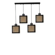 Lumexx Kumsal 4'lü Sıralı Siyah Rattan Avize