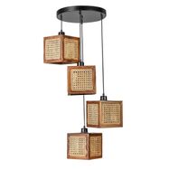 Lumexx Kumsal 4'lü Tepsili Ceviz Rattan Avize