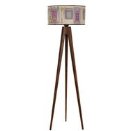 Lumexx Sehbalı Tripod Ceviz Silindir 01 Abajurlu Lambader