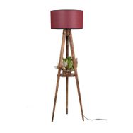 Lumexx Sehbalı Tripod Yanık Silindir Hasır Bordo Abajurlu Lambader