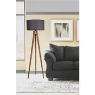 Lumexx Sehbalı Tripod Yanık Silindir Koyu Gri Abajurlu Lambader