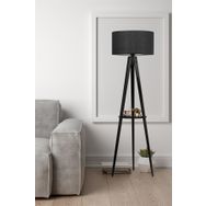 Lumexx Sehpalı Tripod Siyah Silindir Siyah Abajurlu Lambader