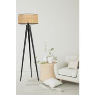 Lumexx Tripod Siyah Silindir Rattan Abajurlu Lambader