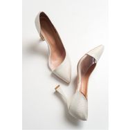 LuviShoes 653 Sedef Simli Kadın Topuklu Ayakkabı