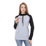 LuvmaBelly MYRA4524 Siyah Gri Kapüşonlu Cepli Emzirme Sweatshirt