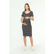 LuvmaBelly MYRA5330 Siyah Çizgili Hamile Elbisesi