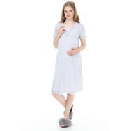 LuvmaBelly MYRA9590 Gri Önden Çıt Çıtlı Dantelli Hamile Geceliği