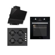 Luxell Diamond Siyah Cam Ankastre Set