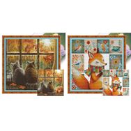 Lyeaa Kedi Baskılı 23x23 cm Kısmen Nakış Eko Pamuk İplik 14 CT Çapraz Dikiş Kiti