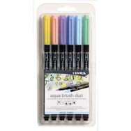 Lyra 6 Renk Pastel Tone Aqua Brush Duo Çift Taraflı Fırça Uçlu Kalem Seti
