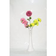 M3Decorium Desenli Beyaz Çiçekler 60cm Vazo