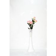 M3Decorium Desenli Beyaz Pembe Gül 60cm Vazo