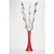 M3Decorium Desenli Kırmızı 5 Adet Beyaz Üzüm 5 Adet Krem Dal 60cm Vazo