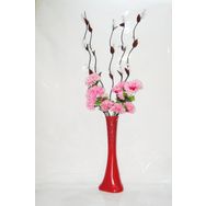 M3Decorium Desenli Kırmızı Çiçekler 60cm Vazo
