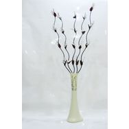 M3Decorium Desenli Krem 5 Adet Beyaz Üzüm Çiçek 60cm Vazo