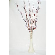 M3Decorium Desenli Krem Üzüm ve Kahve Dallar 60cm Vazo