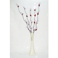 M3Decorium Desenli Krem Uzun 5 adet Mor 20 Salkım Üzüm ve Yaprak 60cm Vazo