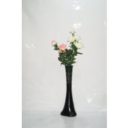 M3Decorium Desenli Siyah Pembe Sarı Gül 60cm Vazo
