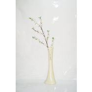 M3Decorium Krem Rengi İşlemeli Beyaz Bahar Dalı 60cm Vazo